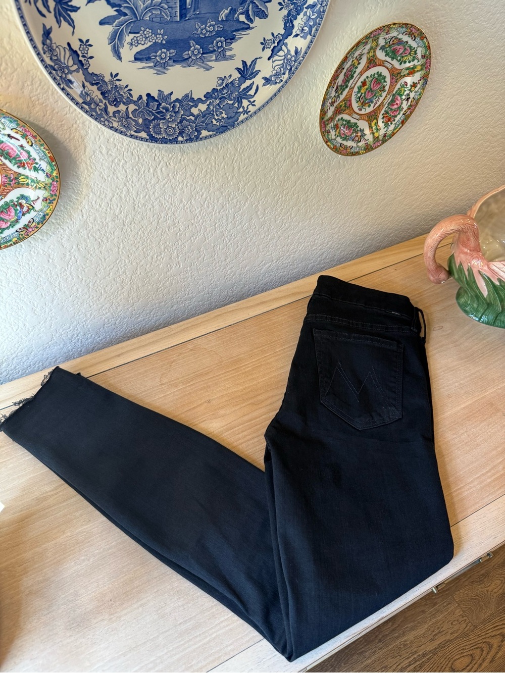 Mother Looker Black Ankle Fray Guilty As Sin Distressed Jeans